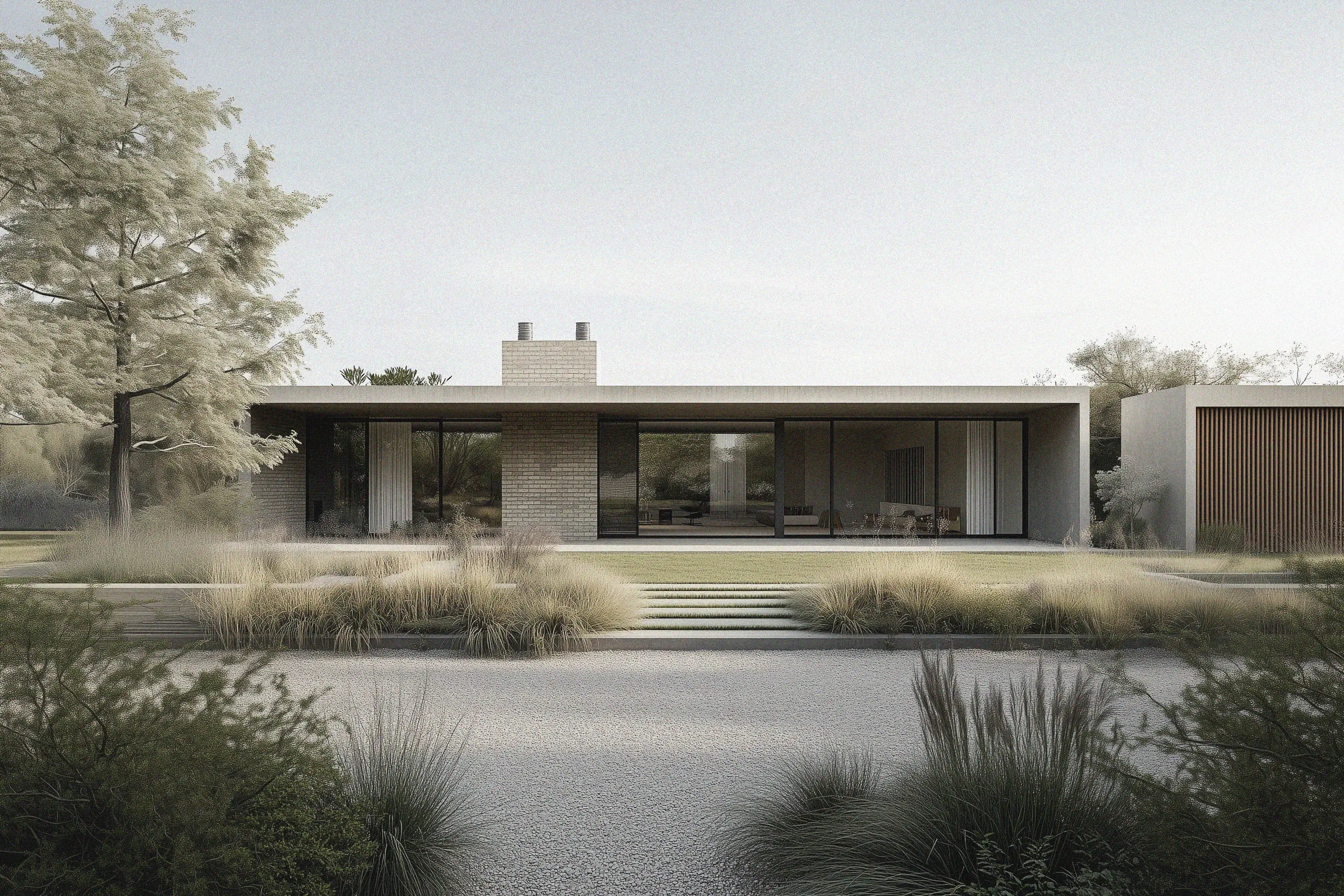 Modern garden design with native Australian plants and contemporary hardscaping